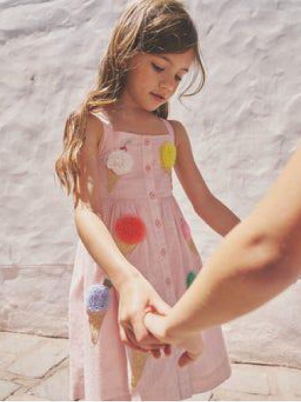 Mini Boden Ice Cream Button Embroidered Appliqué Summer Blush Pink Strap Dress - Picture 4 of 15